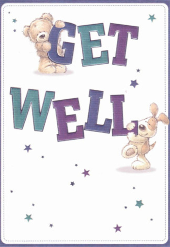 This vibrant get well card is a heartfelt tribute to gentle support, capturing the resilient yet playful nature found in Norbury's residential lanes. A plush bear and an exuberant puppy, their smiles wide and welcoming, are nestled among expressive, oversized letters forming the words 'Get Well'. Hues of purple and teal bring confidence and a sense of renewal, while twinkling stars scatter hope across a creamy, clean background-suggesting a fresh start, much like springtime along Norbury Avenue. The card's tactile textures-the bear's fuzzy plush and the puppy's velvety ears-invite comforting imaginings, as if their embrace could be felt. The bold typography anchors the message in heartfelt sincerity, reminiscent of the thoughtful attention given to each floral arrangement lovingly assembled by Florist Norbury for same-day delivery to local hospitals or homes. It is a scene as comforting as a hot cup of tea on a Norbury afternoon, meant to lift the spirits with the same genuine kindness.